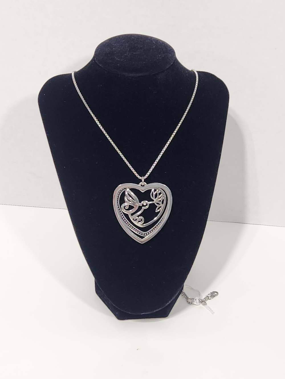 Silver Heart Cutout Pendant Necklace - Women's Jewelry